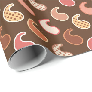 Modern Paisley Patroon, Earth Tones, Cocoa Brown Cadeaupapier