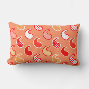 Modern Paisley-patroon, koraal Oranje en wit Kussen