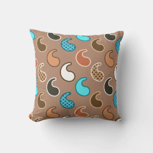 Modern Paisley Patroon, Taupe, Turquoise en Rust Kussen