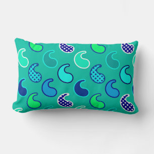 Modern Paisley Patroon, Turquoise, Blue en Aqua Kussen