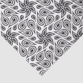 Modern Paisley Pattern Cool Black and White Floral Tissuepapier (Detail)