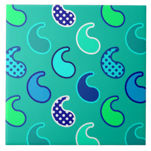 Modern paisleypatroon, turquoise, blauw en aqua tegeltje