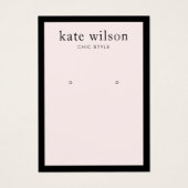 Modern Pale Pink Black Border Earring Display Card (Devant)