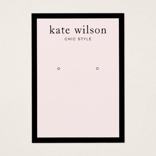 Modern Pale Pink Black Border Earring Display Card (Devant)