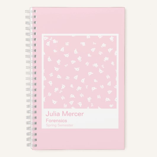 Modern Pale Pink Floral Pattern Swatch Small Notitieboek (Voorkant)