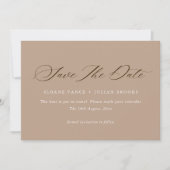 Modern Pale Taupe Typography Save the Date Card (Voorkant)