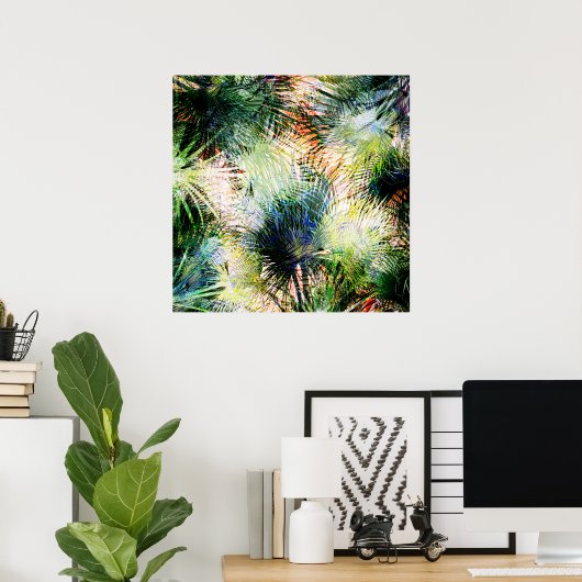 Modern palm laat tropisch abstract design poster (Thuiskantoor)