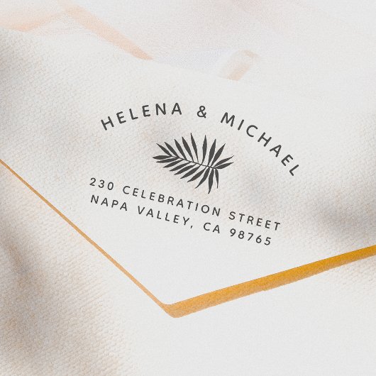 Modern Palm Leaf Return Address Wedding Rubberstempel