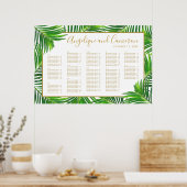Modern Palm Leaves Beach Wedding Seding Chart Poster (Keuken)