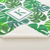 Modern Palm Leaves Monogram Sherpa Deken (3/4)