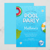 Modern Palm Leaves Summer Pool Party Uitnodiging (Voorkant / Achterkant)