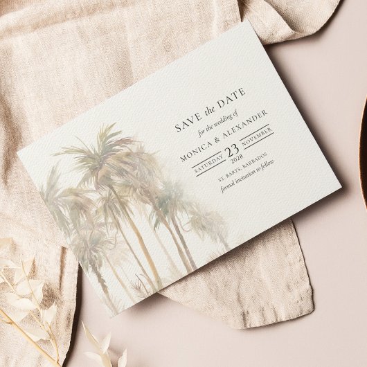 Modern Palm Trees Typografie bewaart de datum Save The Date