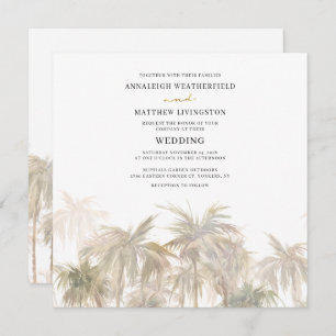 Modern Palm Trees Waterverf Wedding Kaart