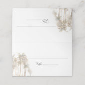 Modern Palm Trees Waterverf Wedding Place Card (Buitenkant ongevouwen)