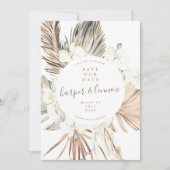 Modern Pampas Boho Beach Summer Destination Save The Date (Voorkant)