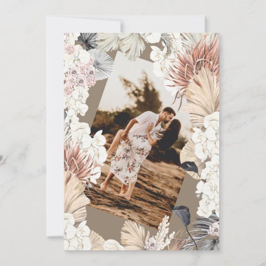 Modern Pampas Boho Beach Summer Destination Save The Date (Achterkant)