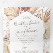 Modern Pampas Boho Desert Wedding Drieluik Uitnodiging (Binnenzijde eerst)