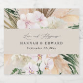 modern pampas gras orchid bohemian label sparkling wijnetiket (Enkel label)