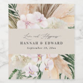 modern pampas gras orchid bohemian label wijn etiket (Enkel label)