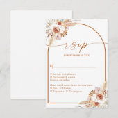Modern Pampas Grass Boho Terracotta Wedding RSVP Kaartje (Voorkant / Achterkant)