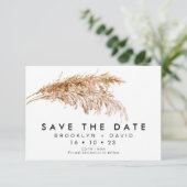 Modern Pampas Grass Wedding Save the Date Card Kaart (Staand voorkant)