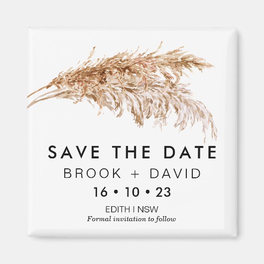 Modern Pampas grass Wedding Save the Date Magnet Magneet (Voorkant)