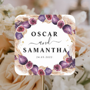 Modern Pampas & Paarse Figs Beauty Lijst Vierkante Sticker