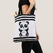 Modern Panda-Beer & Black White Striped Draagtas (Dichtbij)