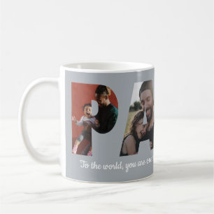 Modern PAPA 4 foto Zilver Grijs Happy Vaderdag Koffiemok