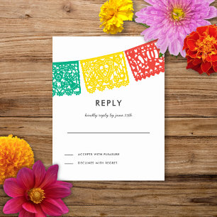 Modern Papel Picado Antwoorden Kaart Bruiloft RS