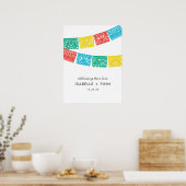 Modern Papel Picado trouwbord Poster (Keuken)