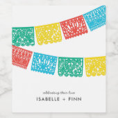 Modern Papel Picado | Vrijgezellenfeest voor wedde Wijn Etiket (Enkel label)