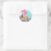 Modern Paper Collage Cityscape Ronde Sticker (Tas)