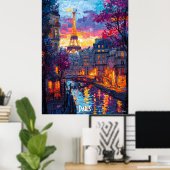 Modern Paris Skyline - Poster romantique de Paris (Bureau à domicile)
