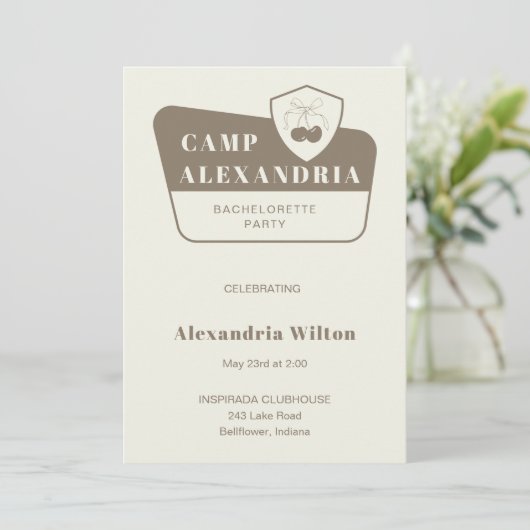 Modern Park Camping Bachelorette Party Kaart (Staand voorkant)
