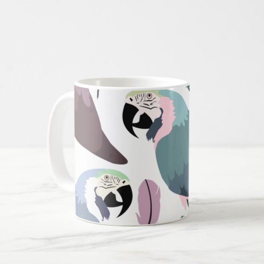 Modern Parrots Tropical Pattern  Koffiemok (Voorkant links)