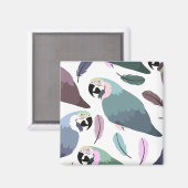 Modern Parrots Tropical Pattern Magneet (Voorkant / Achterkant)