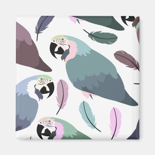 Modern Parrots Tropical Pattern Magneet (Voorkant)