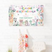 Modern Party Leuke Dieren Meisje Verjaardag Welkom Spandoek (Insitu)