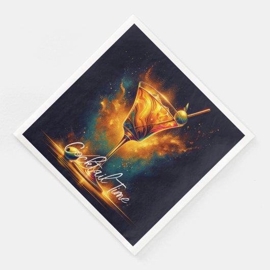 Modern Party Time Neon gepersonaliseerd Servet (Hoek)