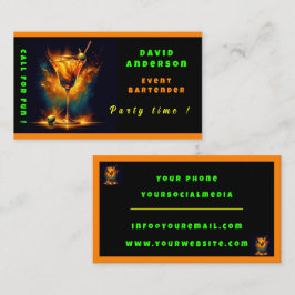 Modern Party Time Neon gepersonaliseerde professio Visitekaartje