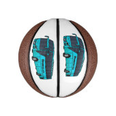 Modern passenger bus cartoon illustration basketbal (Verticaal)