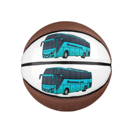 Modern passenger bus cartoon illustration basketbal (Voorkant)