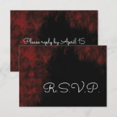 Modern Passionate Red'n Black Wedding Design RSVP Kaartje (Voorkant / Achterkant)