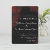 Modern Passionate Red'n Black Wedding Invitation Kaart (Staand voorkant)