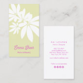 Modern pasta Green Leaves Branch Pink Script Visitekaartje (Voorkant / Achterkant)