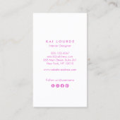 Modern pasta Green Leaves Branch Pink Script Visitekaartje (Achterkant)