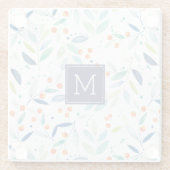 Modern pasteel botanisch patroon glazen onderzetter (Achterkant)