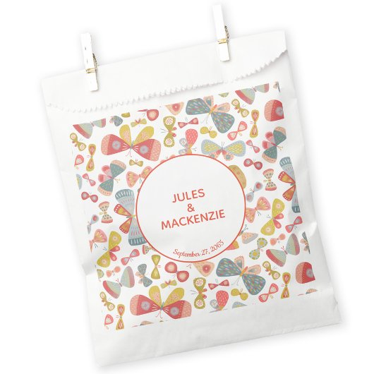 Modern pasteel grafisch vlinderpatroon bedankzakje