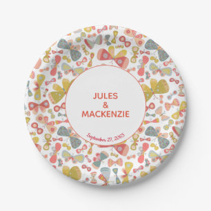 Modern pasteel grafisch vlinderpatroon papieren bordje